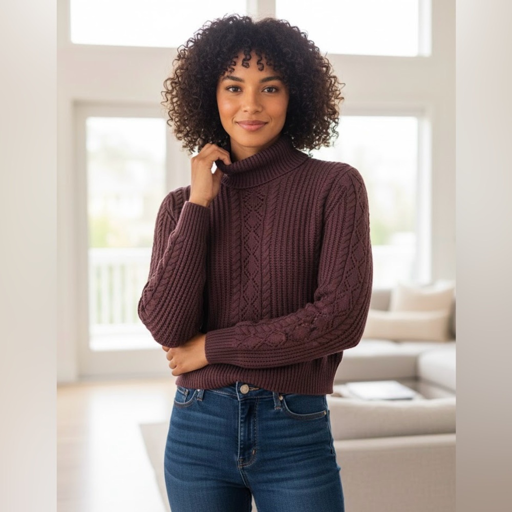 17. Melrose and Market Deep Purple Turtleneck Sweater
